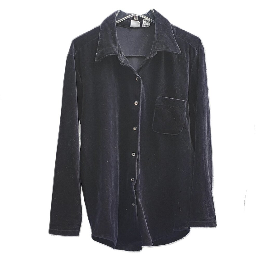 Sostanza Black Velvet Shirt Jacket Shacket Size Small Oversized